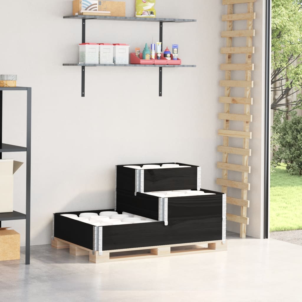 Arriate Elevado De 3 Niveles Madera Maciza Pino Negro 120x80 Cm_1