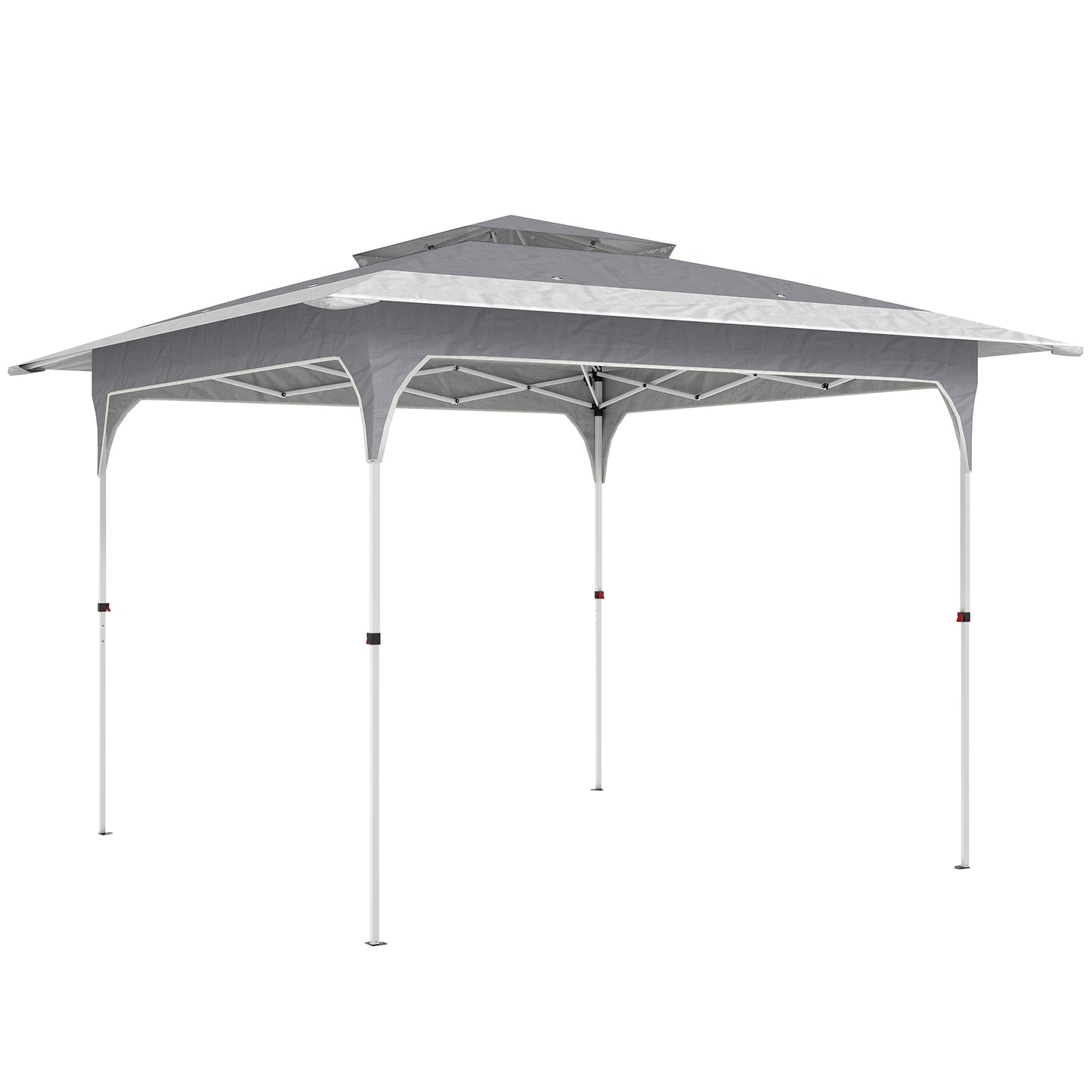 Outsunny Carpa Plegable 3,5x3,5 M Con Doble Techo Altura Ajustable Upf50+ Gris_0