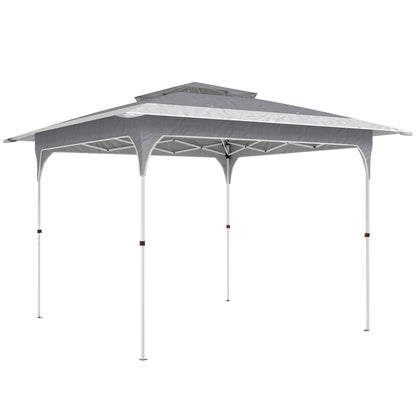 Outsunny Carpa Plegable 3,5x3,5 M Con Doble Techo Altura Ajustable Upf50+ Gris_0