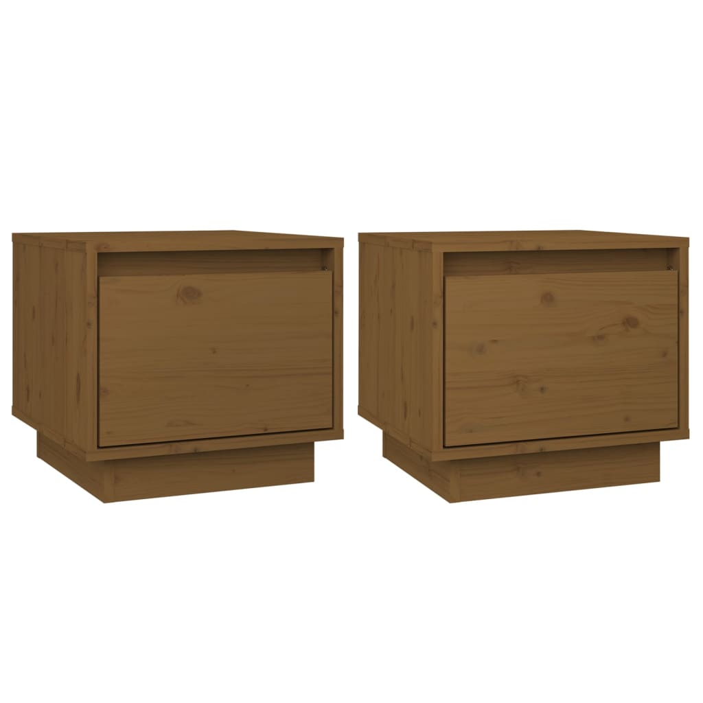 Mesitas De Noche 2 Uds Madera De Pino Marrón Miel 35x34x32 Cm_0