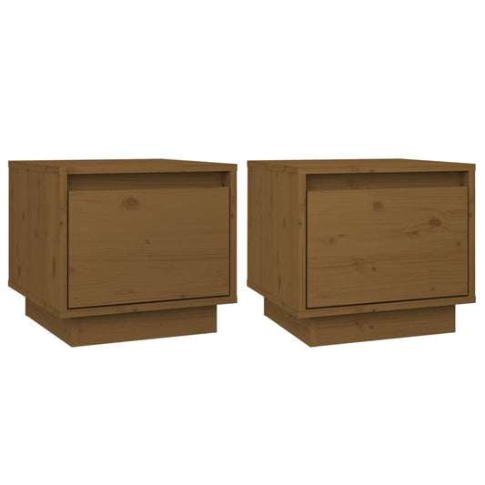 Mesitas De Noche 2 Uds Madera De Pino Marrón Miel 35x34x32 Cm_0
