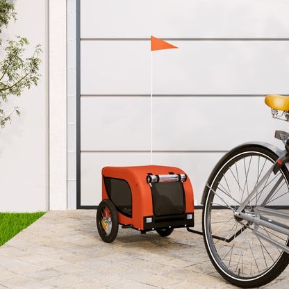Vidaxl Remolque De Bicicleta Mascotas Hierro Tela Oxford Naranja Negro_1