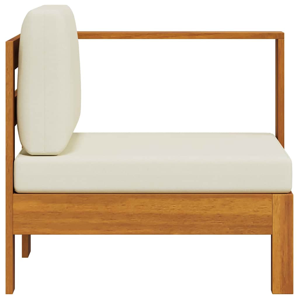 Vidaxl Sofá Central Con 1 Reposabrazos Madera De Acacia Blanca Crema_3