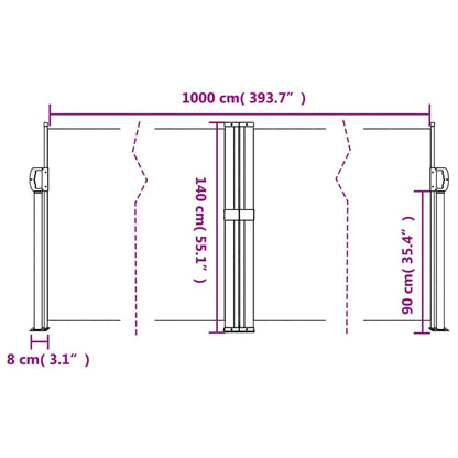 Vidaxl Toldo Lateral Retráctil Verde Oscuro 140x1000 Cm_2