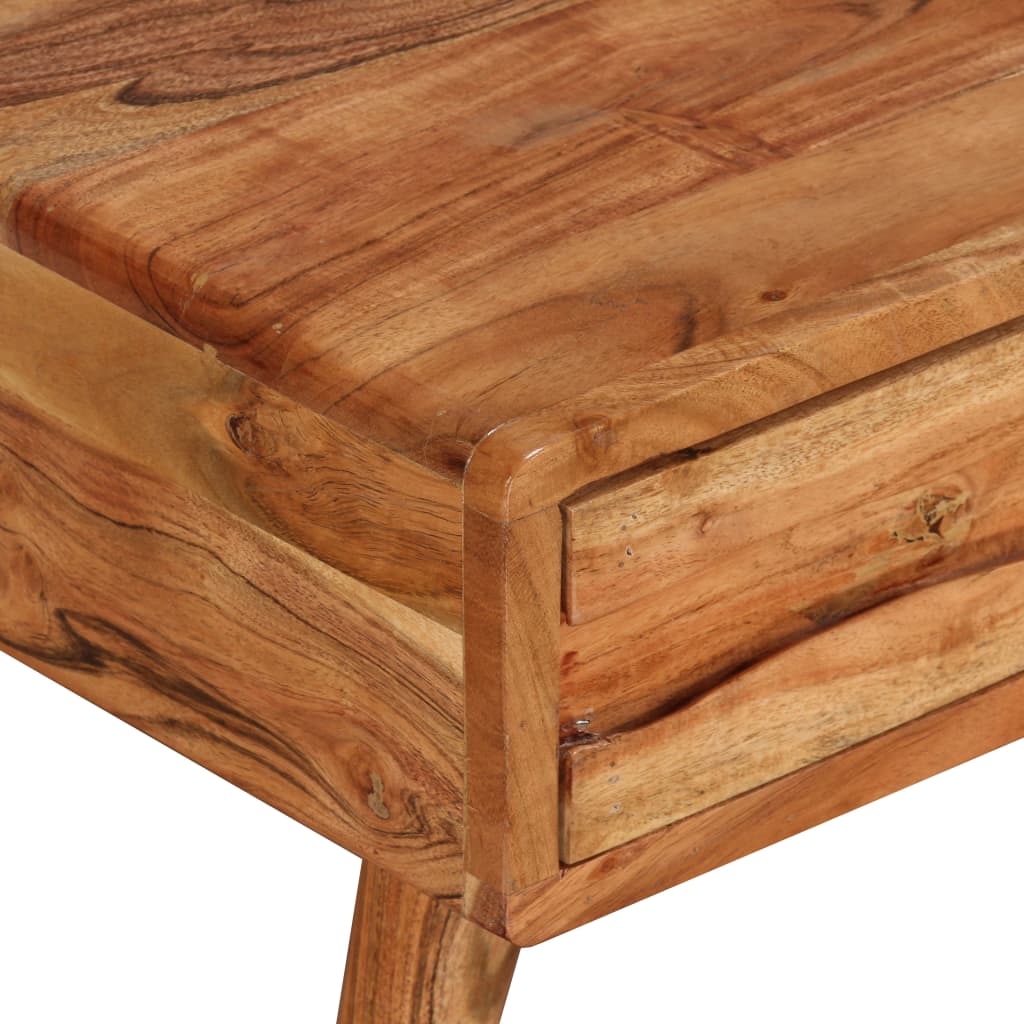 Mesa De Centro Con Cajón Tallado Madera Maciza 100x50x40 Cm_2