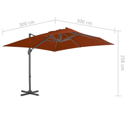 Vidaxl Sombrilla Jardín Voladiza Palo De Aluminio Terracota 300x300 Cm_2
