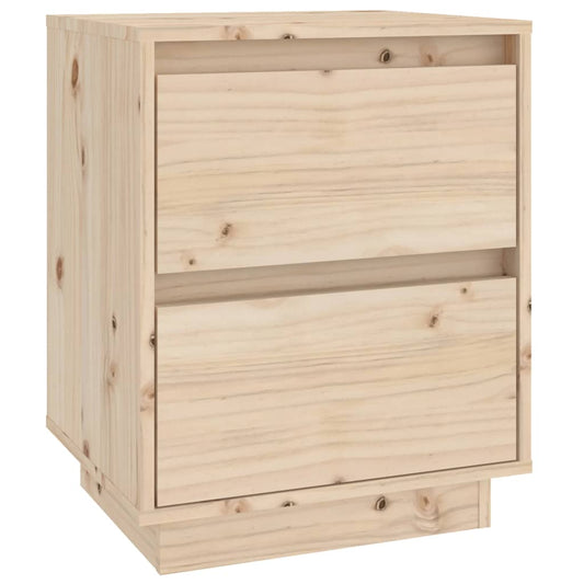 Mesita De Noche Madera Maciza De Pino 40x35x50 Cm_0