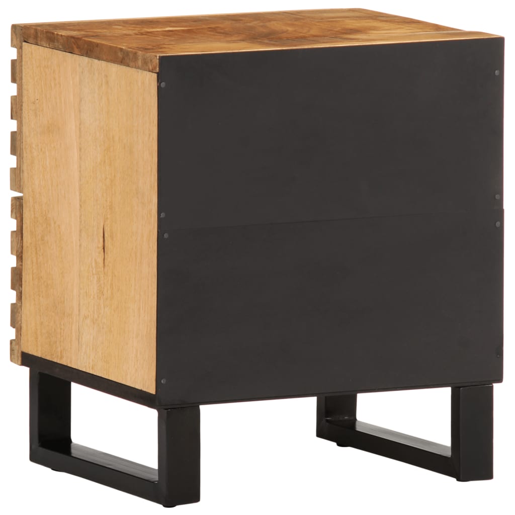 Mesitas De Noche 2 Uds Madera Maciza Mango Rugosa 40x34x46 Cm_4