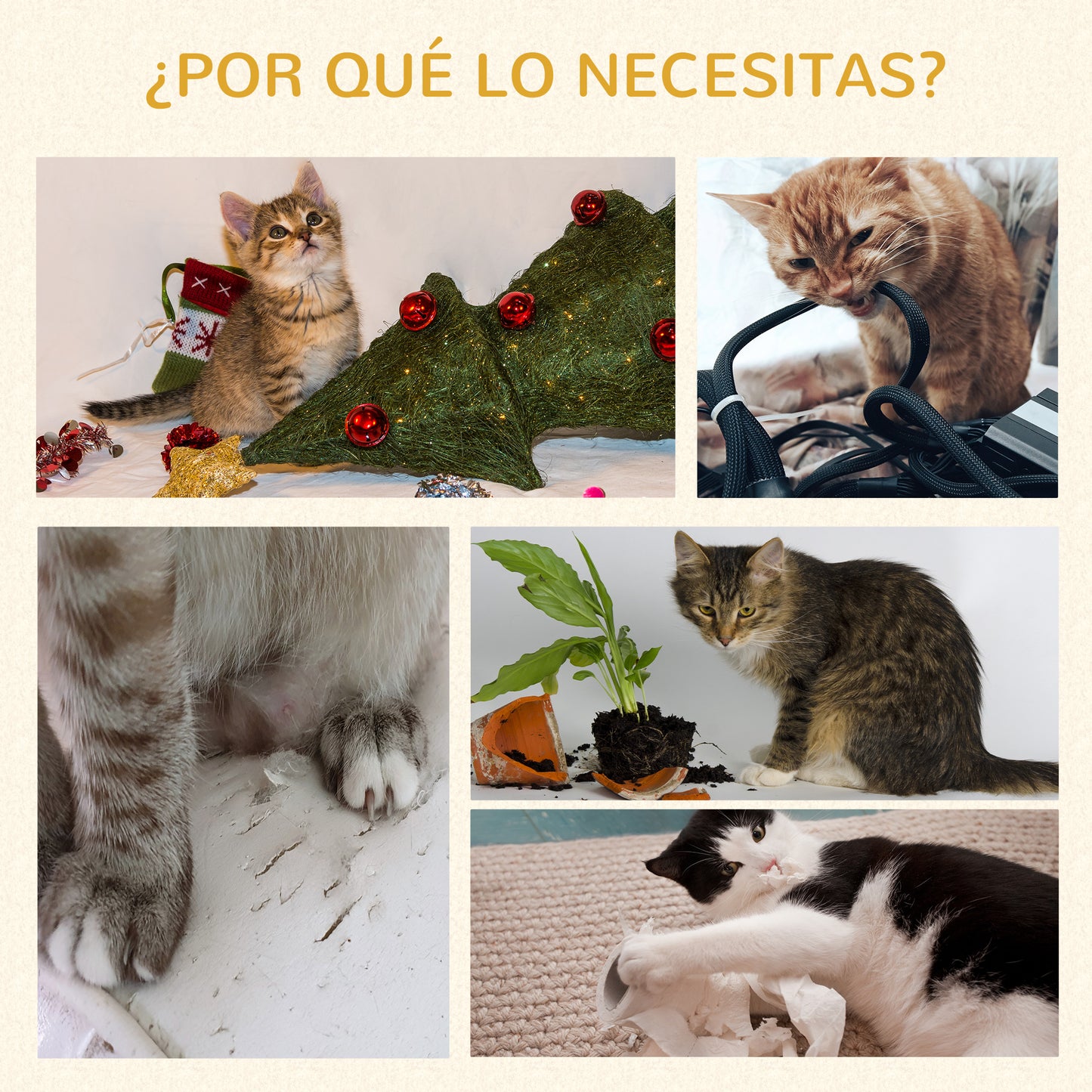 Pawhut Árbol Rascador Para Gatos 104 Cm Con Plataformas Refugio Postes De Sisal_5