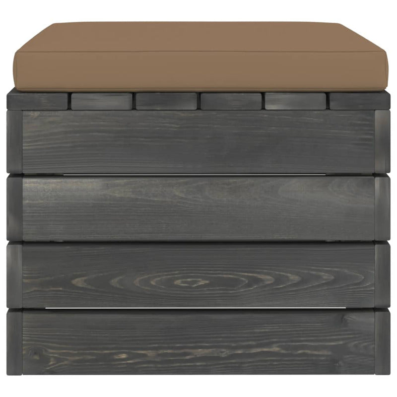 Vidaxl Otomanas De Palets De Jardín 2 Pzas Cojines Madera Maciza Pino_5
