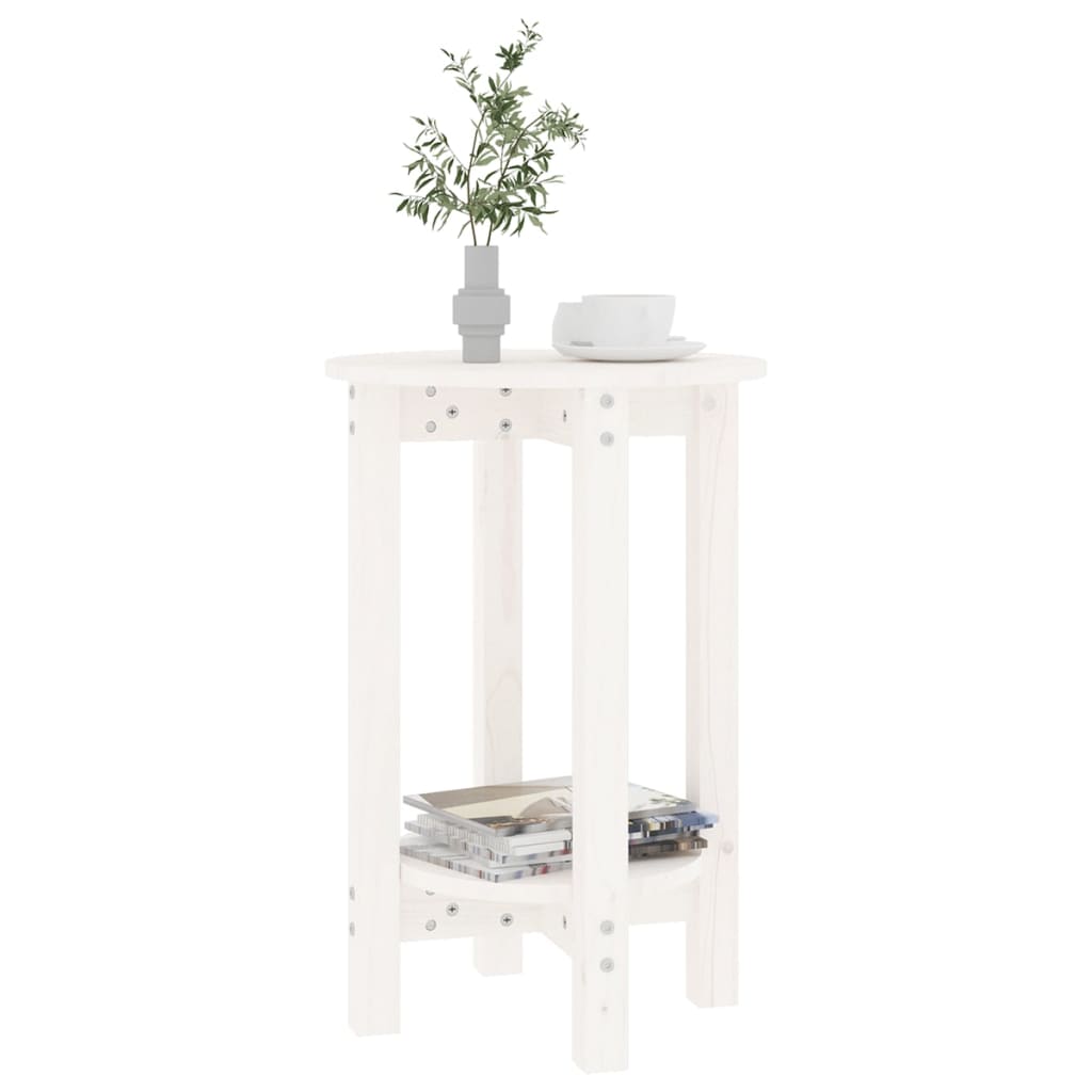 Mesa De Centro De Madera Maciza De Pino Blanco Ø40x60 Cm_2