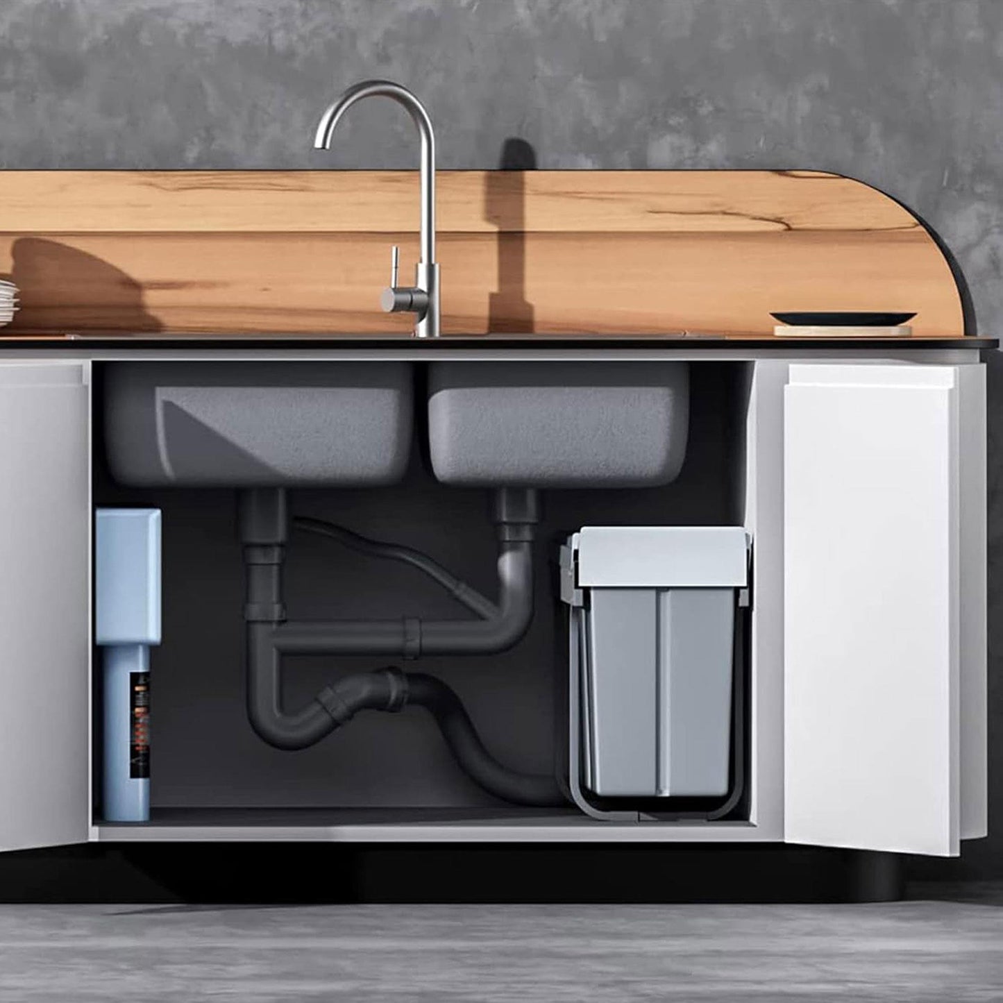 Cubo De Reciclaje 15l Bajo Fregadero, Extracción Manual Y Tapa