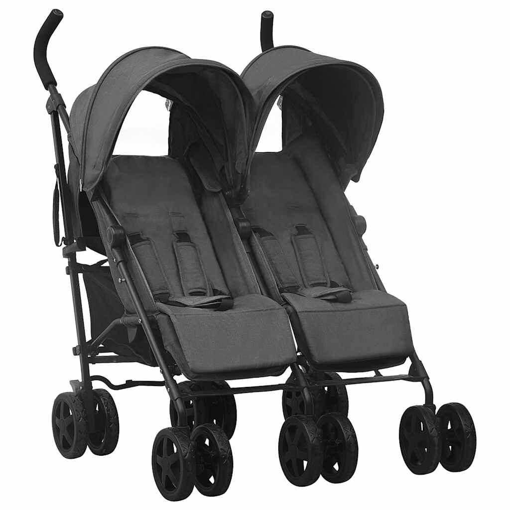 Vidaxl Carrito Para Gemelos De Acero Gris Antracita_0