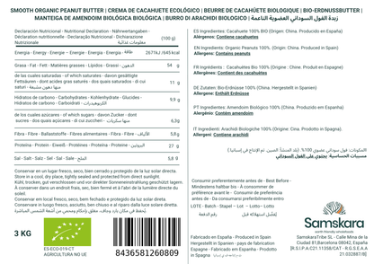Crema De Cacahuete Ecológica Bio Smooth - 2 X 3kg (6kg) | 100% Cacahuete Tostado, Sin Azúcares Ni Aceite De Palma_1