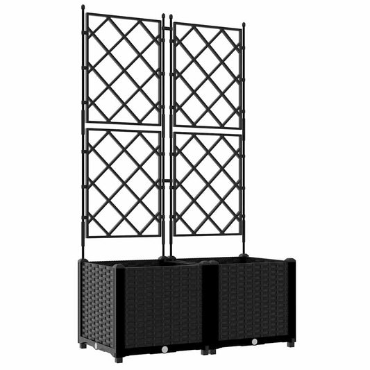 Vidaxl Maceta De Jardín Con Enrejado 2 Pcs Negro 80 X 40 X 143 Cm Pp_0