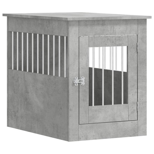 Jaula Para Perros En Mueble Estilo Hormigón Gris 55x80x68 Cm Fabricada En Material De Madera_0