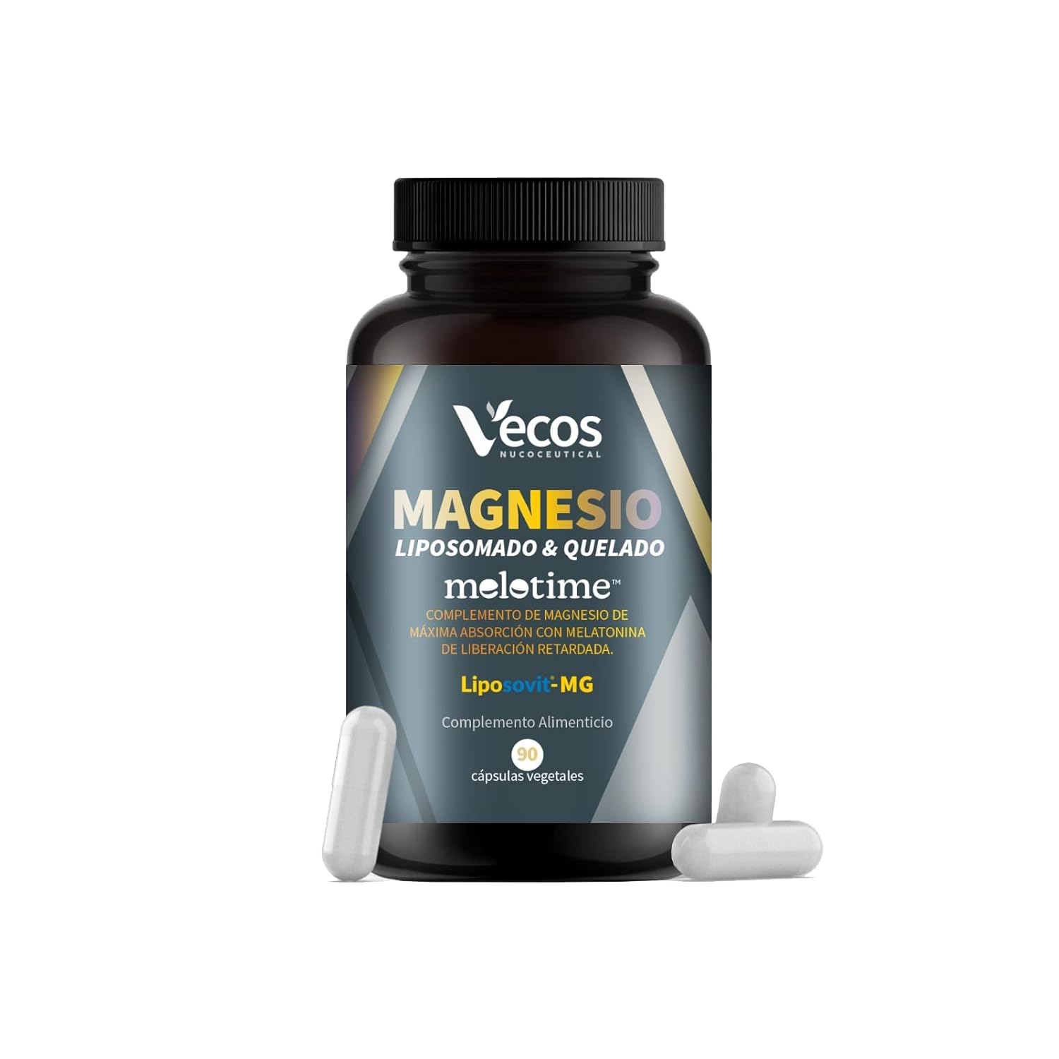 Magnesio Liposomado + Bisglicinato Vecos 90 Cápsulas | Sueño Potente Y Duradero | Melatonina De Liberación Prolongada_0