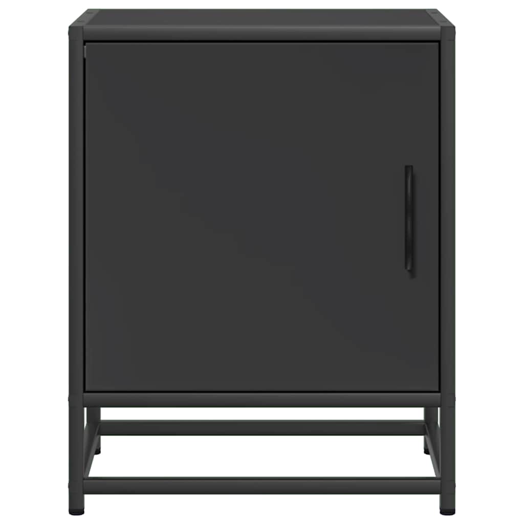 Mesita De Noche Madera Ingeniería Negro 40x31x50 Cm Metal_3