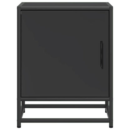 Mesita De Noche Madera Ingeniería Negro 40x31x50 Cm Metal_3