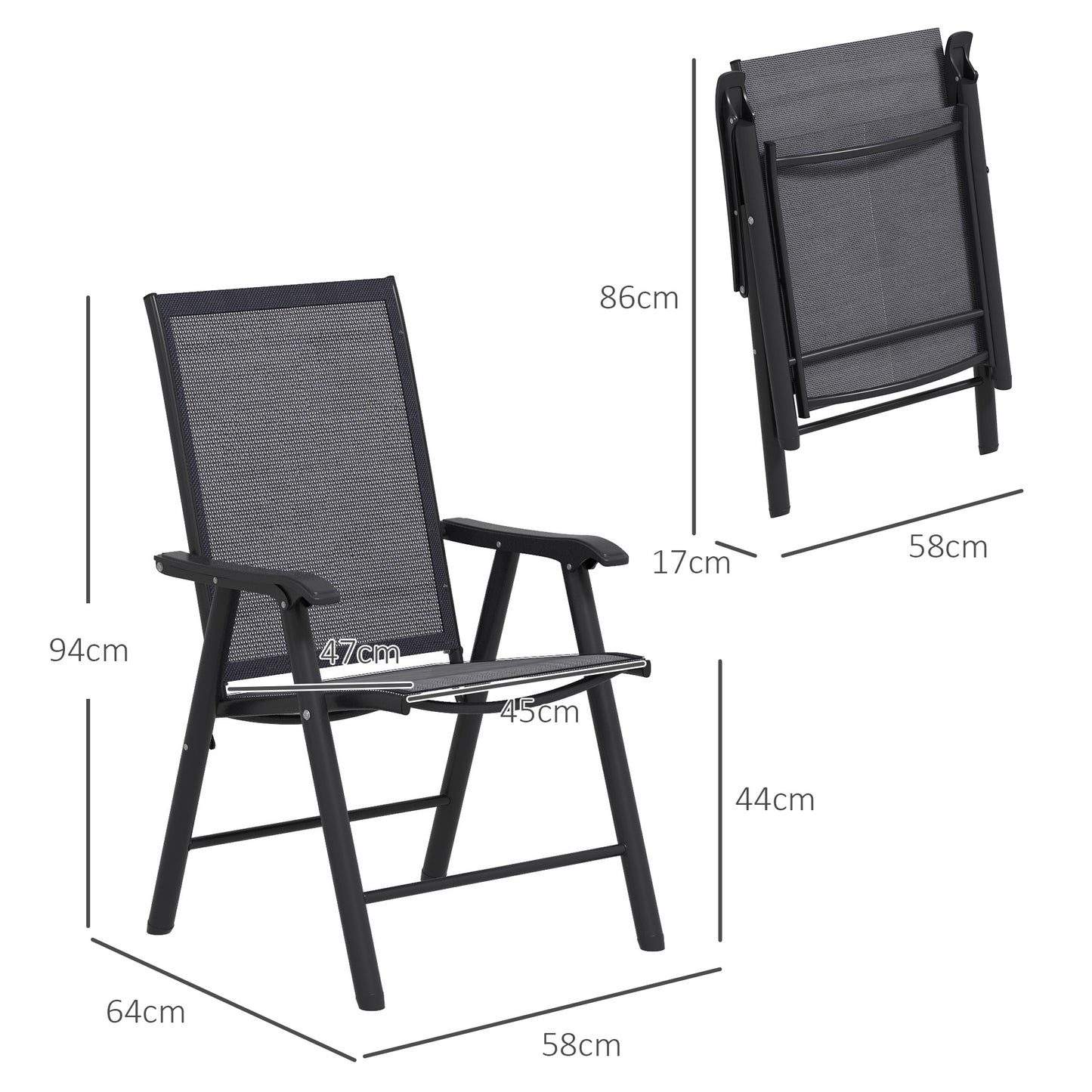 Outsunny Conjunto De 2 Sillas De Camping Plegables Con Reposabrazos Para Jardín_2