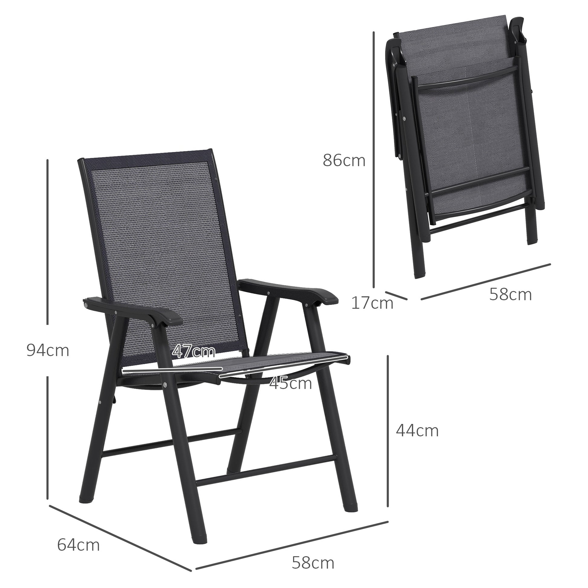 Outsunny Conjunto De 2 Sillas De Camping Plegables Con Reposabrazos Para Jardín_2