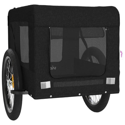 Vidaxl Remolque De Bicicleta Mascotas Hierro Tela Oxford Negro_5
