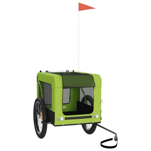 Vidaxl Remolque De Bicicleta Mascotas Hierro Tela Oxford Verde Negro_0