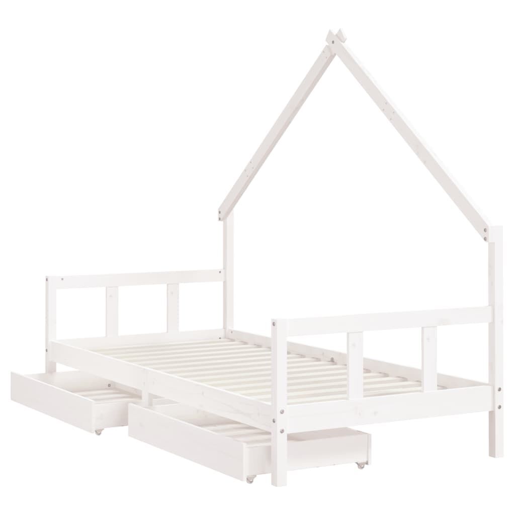 Vidaxl Estructura Cama Niños Con Cajones Madera Pino Blanco 90x200 Cm_3
