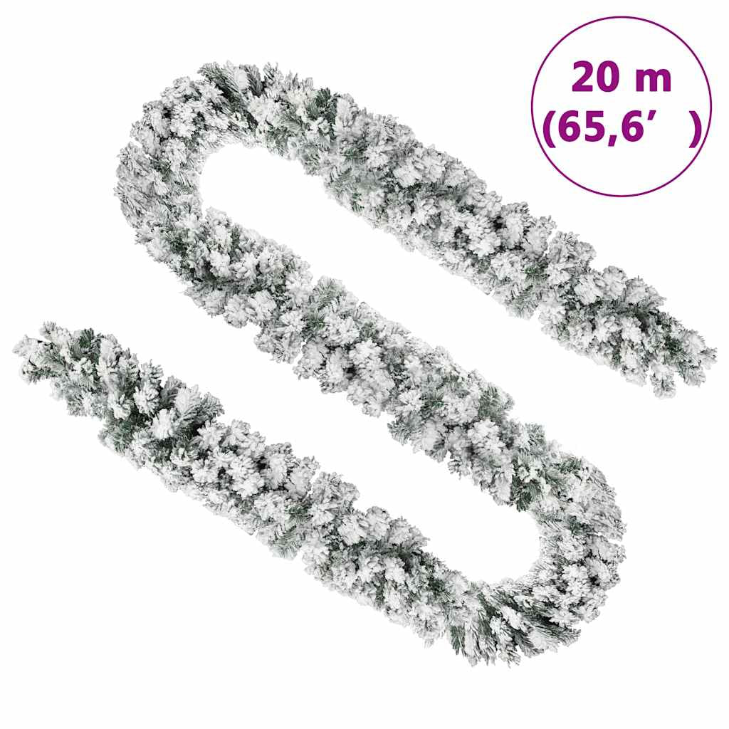 Vidaxl Guirnalda De Navidad Con Nieve Flocada Verde 20 M Pvc_2