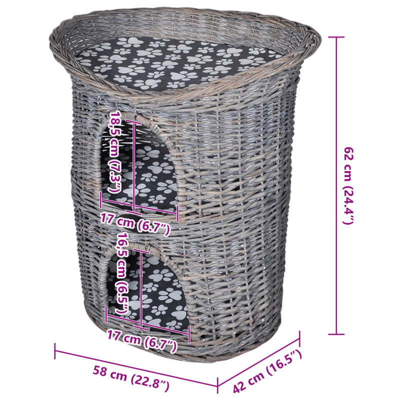 Vidaxl Casa/cama/rascador Para Mascotas 2 Niveles Sauce Con Cojín_5
