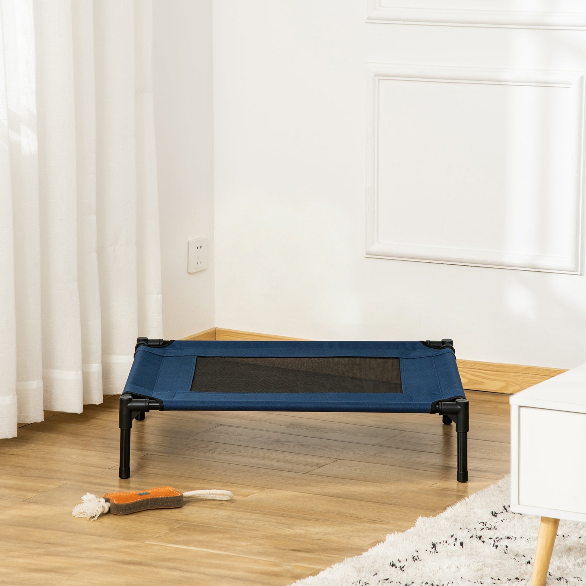 Pawhut Cama Elevada Perros Con Malla Transpirable Tela Oxford 76x61x18 Cm Azul_1