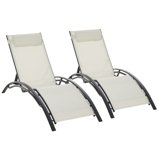 Outsunny Juego De 2 Tumbonas De Jardín Con Marco De Aluminio 171x64x82 Cm Beige_0