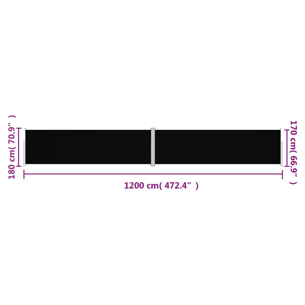 Vidaxl Toldo Lateral Retráctil Negro 180x1200 Cm_2