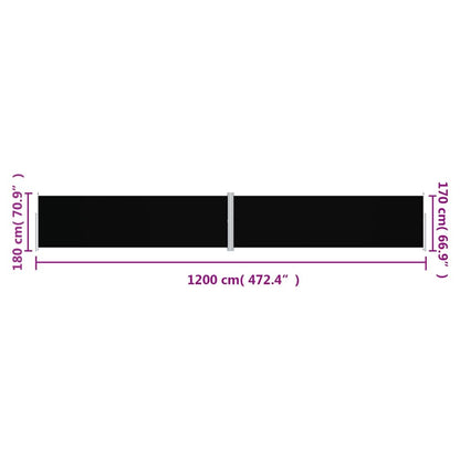 Vidaxl Toldo Lateral Retráctil Negro 180x1200 Cm_2