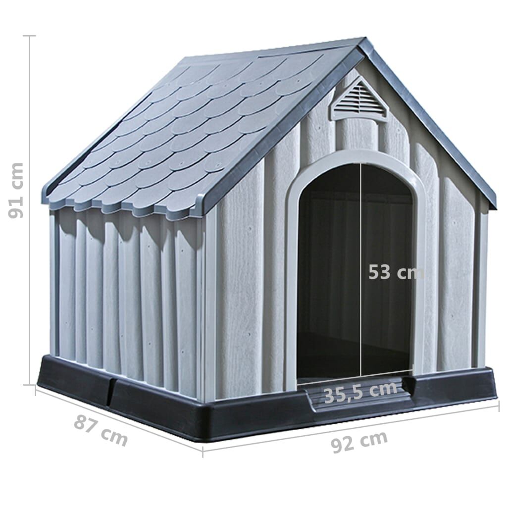 Vidaxl Caseta Para Perros Gris 92x87x91 Cm Plástico_2