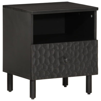 Mesitas De Noche 2 Uds Madera Maciza De Mango Negro 40x33x46 Cm_0