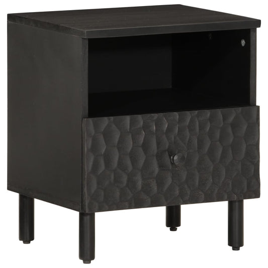 Mesitas De Noche 2 Uds Madera Maciza De Mango Negro 40x33x46 Cm_0