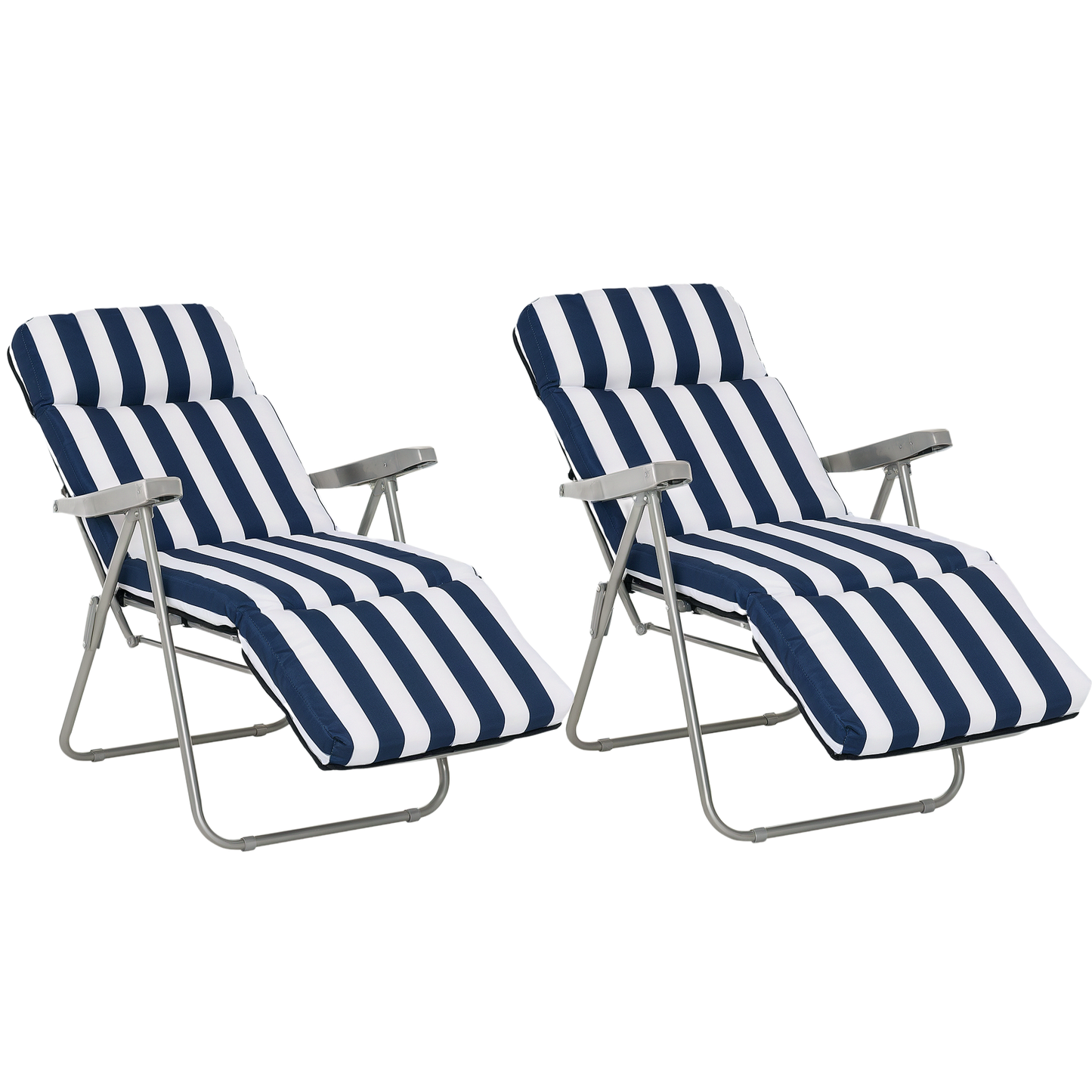 Outsunny Pack De 2 Tumbonas Plegables Tumbonas De Jardín Exterior Con Cojín Acolchado_0
