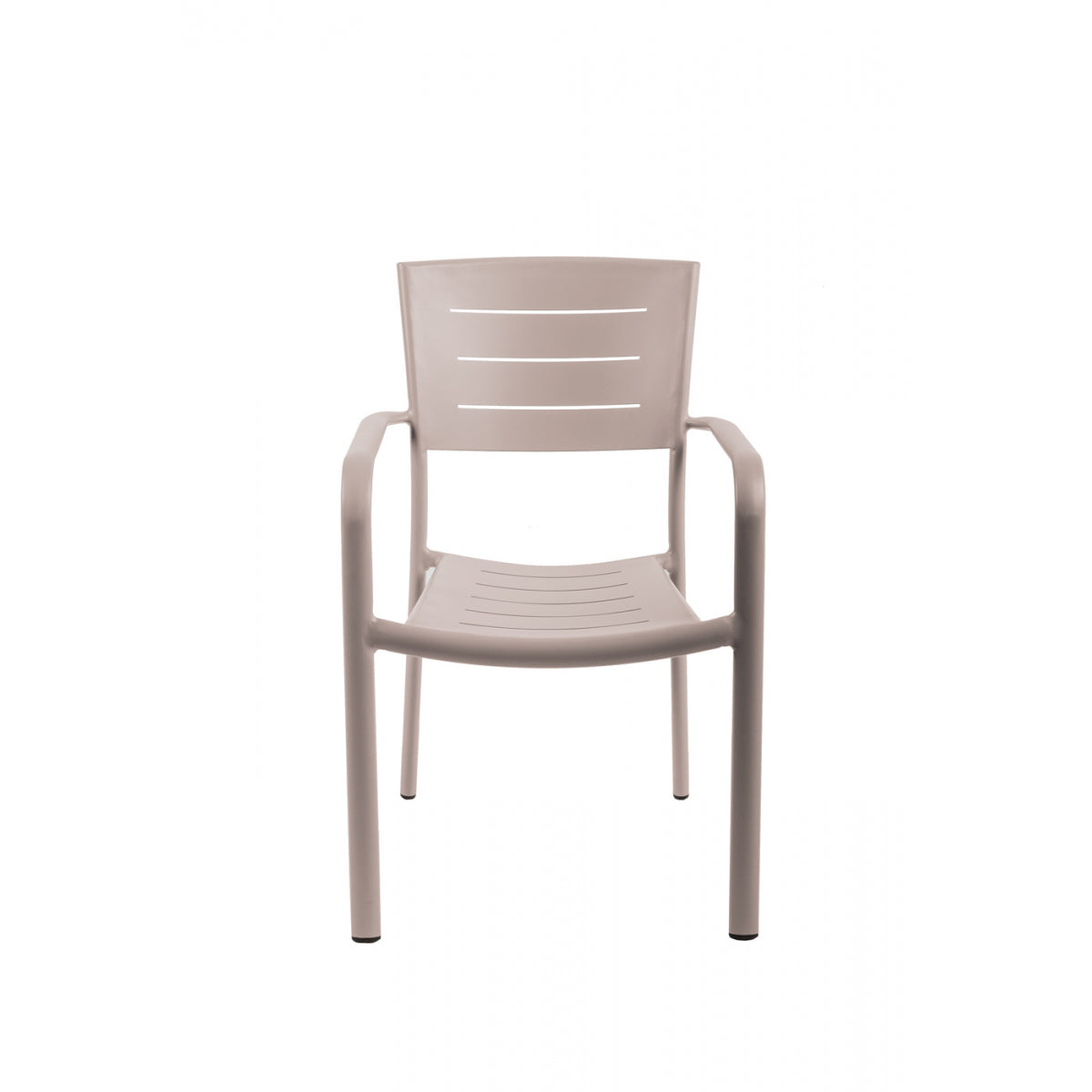 Lote De 4 Sillas Apilables De Jardín Inari Aluminio Topo Nuez Moscada - Muebles De Jardín -56x58xh85cm_1