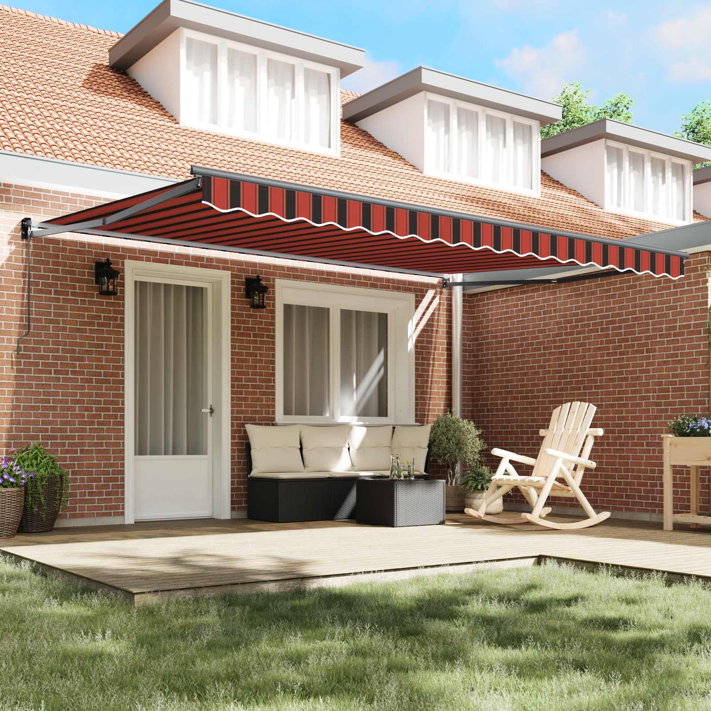 Toldo Retráctil Naranja Y Marrón 450 X 300 X 165 Cm_2