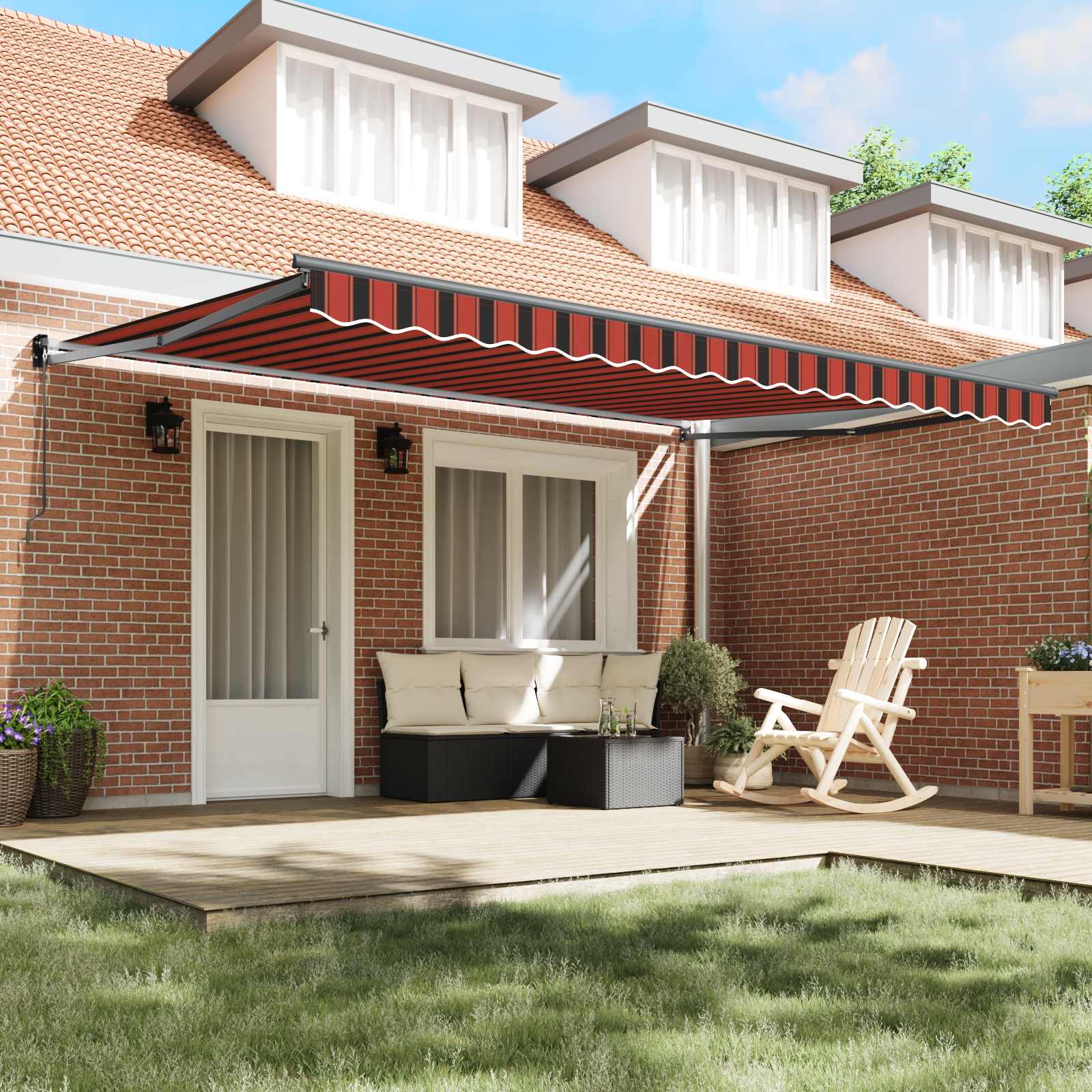 Toldo Retráctil Naranja Y Marrón 450 X 300 X 165 Cm_2