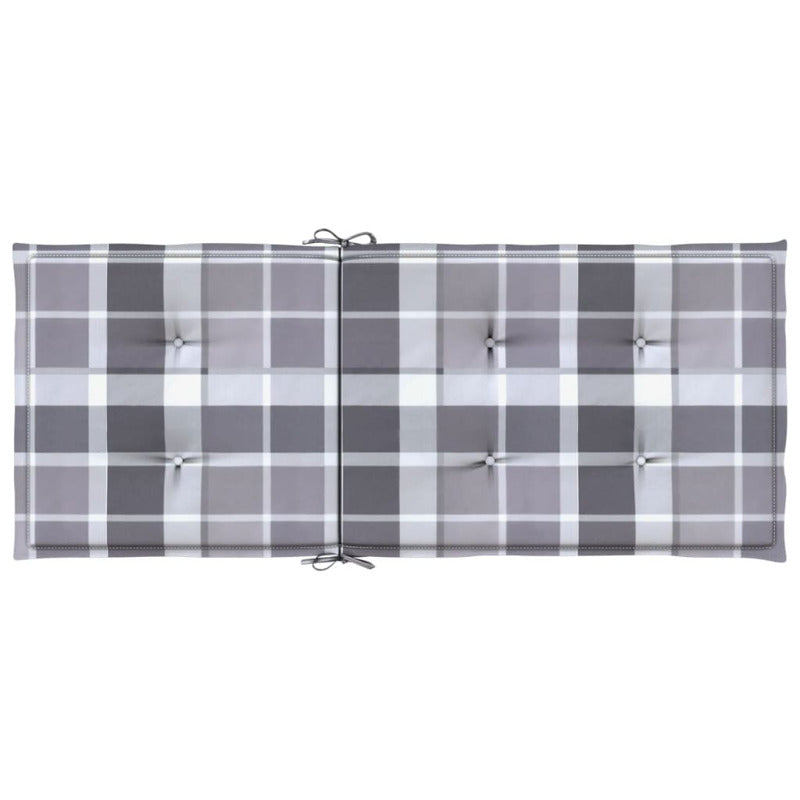 Vidaxl Cojín Silla Jardín Respaldo Alto 4 Uds Cuadros Gris 120x50x3 Cm_5