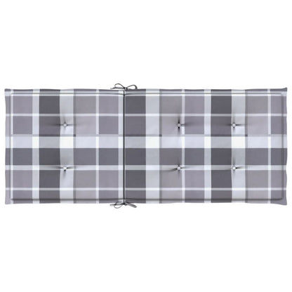 Vidaxl Cojín Silla Jardín Respaldo Alto 4 Uds Cuadros Gris 120x50x3 Cm_5