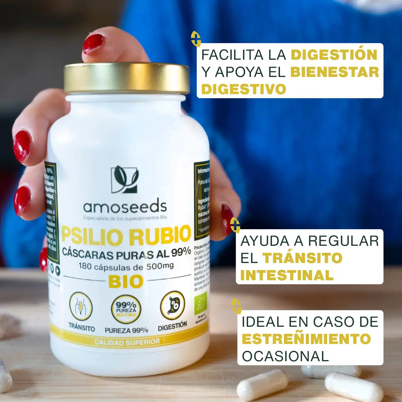 Psilio Rubio Bio, Cáscaras Puras Al 99% | 180 Cápsulas_2