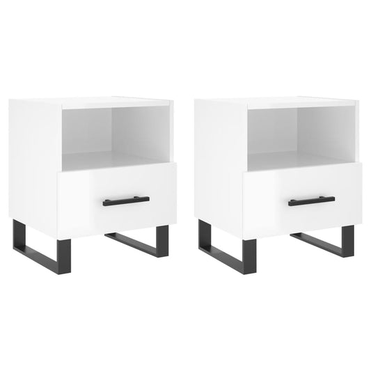Mesita Noche 2 Uds Madera Ingeniería Blanco Brillo 40x35x47,5cm_0