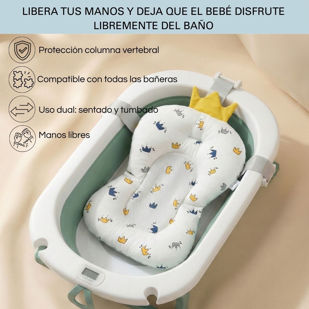 Cojín De Baño Antideslizante Con Estampado De Coronas Para Bebés, Cómodo Y Seguro Bathby_4