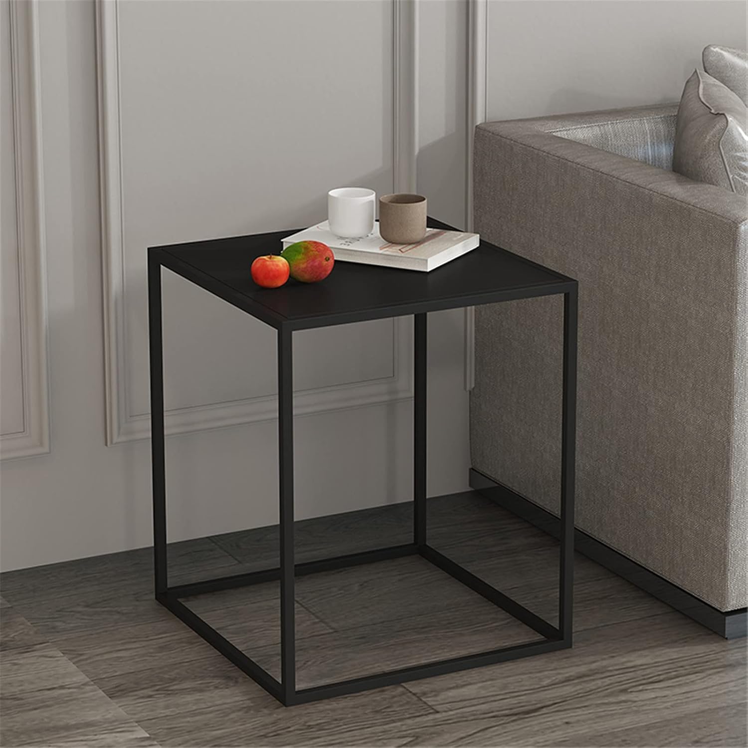 Well Home Juego De 2 Mesas Formato Cuadrado En Metal Color Negro