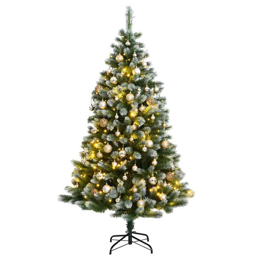 Vidaxl Árbol De Navidad Artificial Con Bisagras 300 Led Y Bolas 180 Cm_0