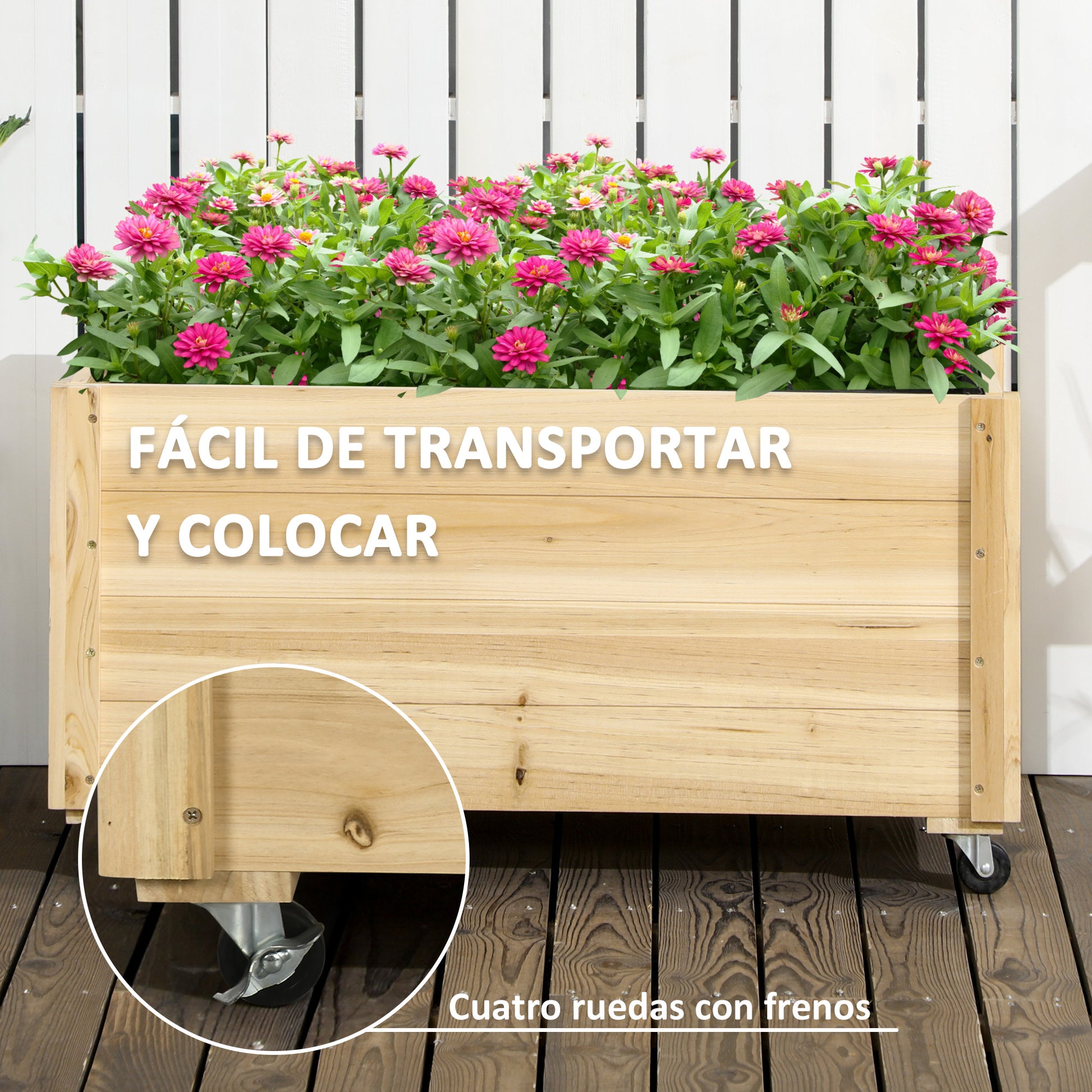 Outsunny Jardinera De Madera Con Ruedas_4