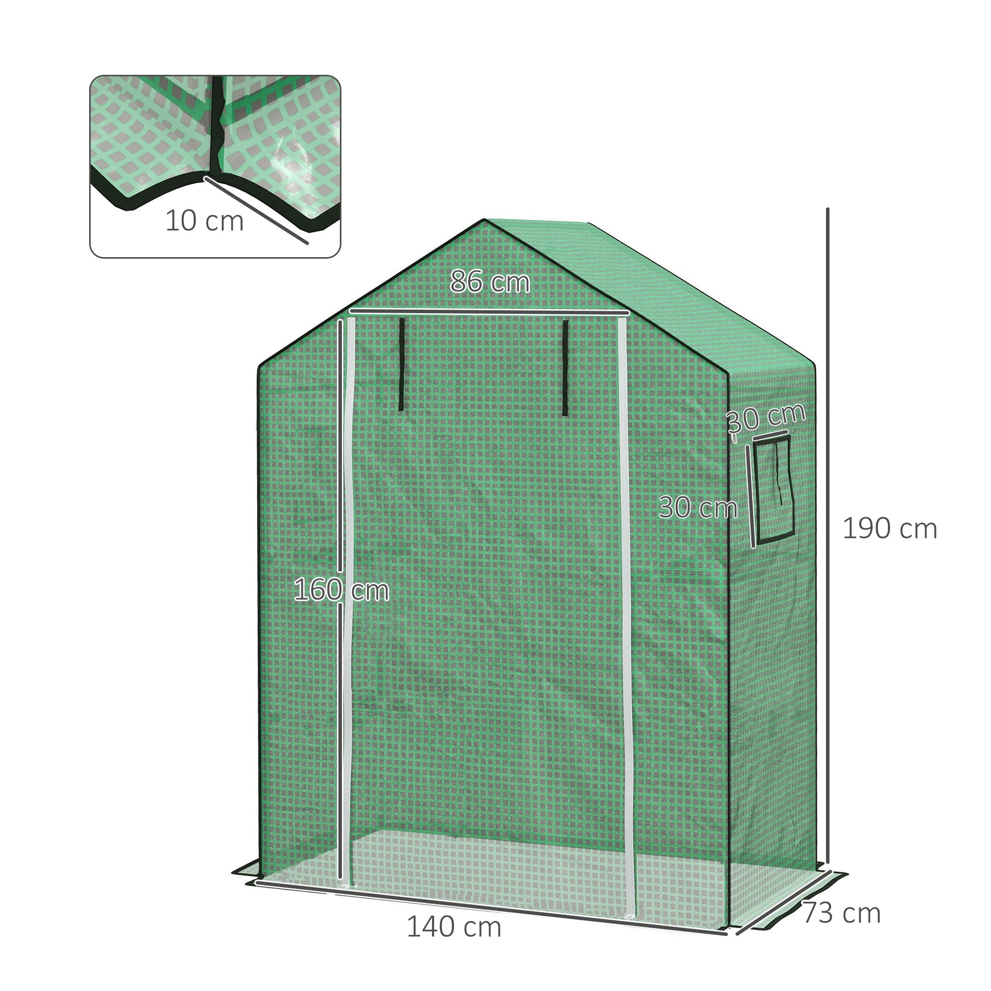 Outsunny Cubierta De Invernadero 140x73x190 Cm Con Ventana Anti-uv Verde_2